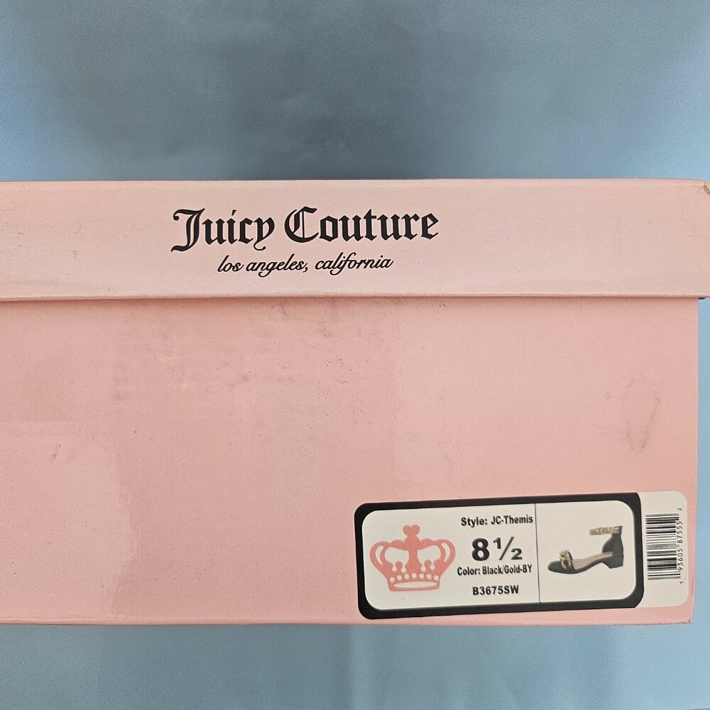 Juicy Couture Themis Chain Sandals Black Gold Block Heel Size 8.5 NWT - Picture 10 of 10